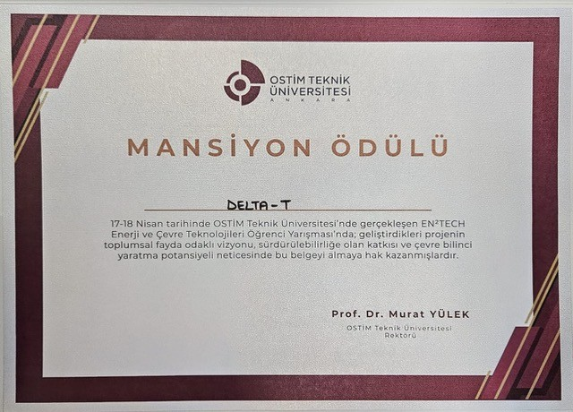 Enerji Sistemleri Mühendisliği Öğrencilerimizden Ulusal Yarışmada Mansiyon Ödülü!